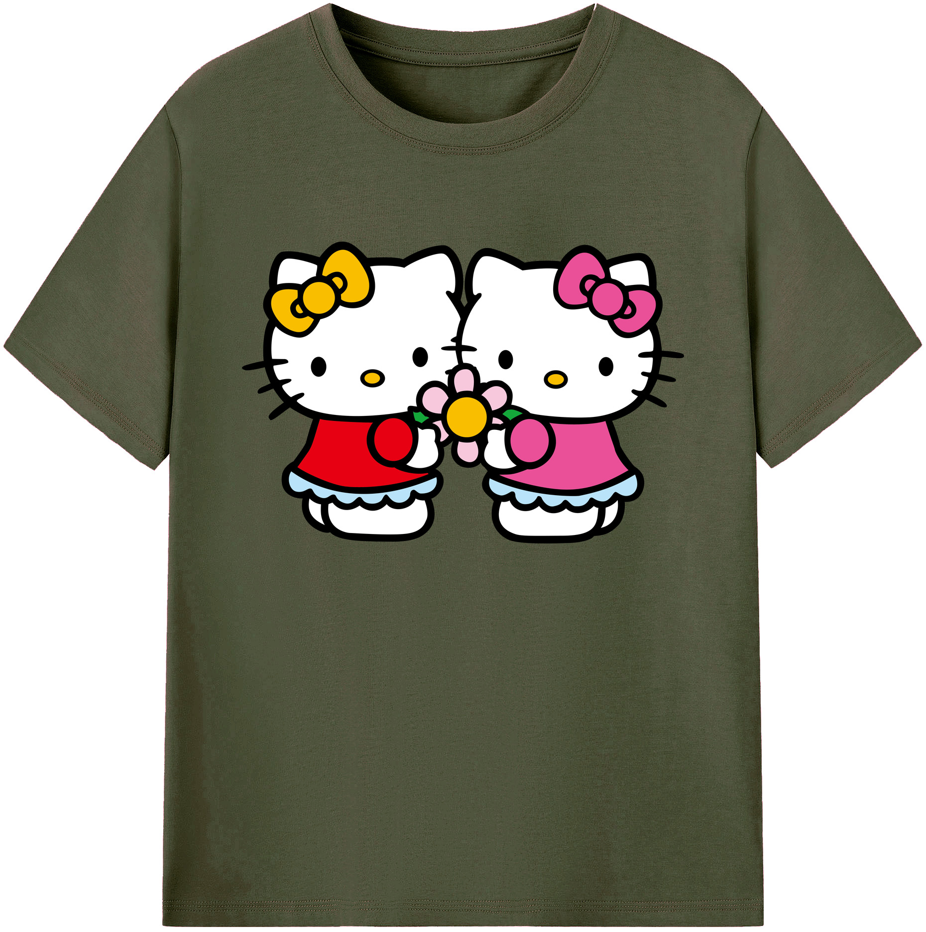（画像用） Hello Kitty ハローキティ 綿100％ メンズ半袖Tシャツ｜肌触りやわらか＆通気性